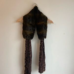 Faux Fur and Leopard Print Scarf